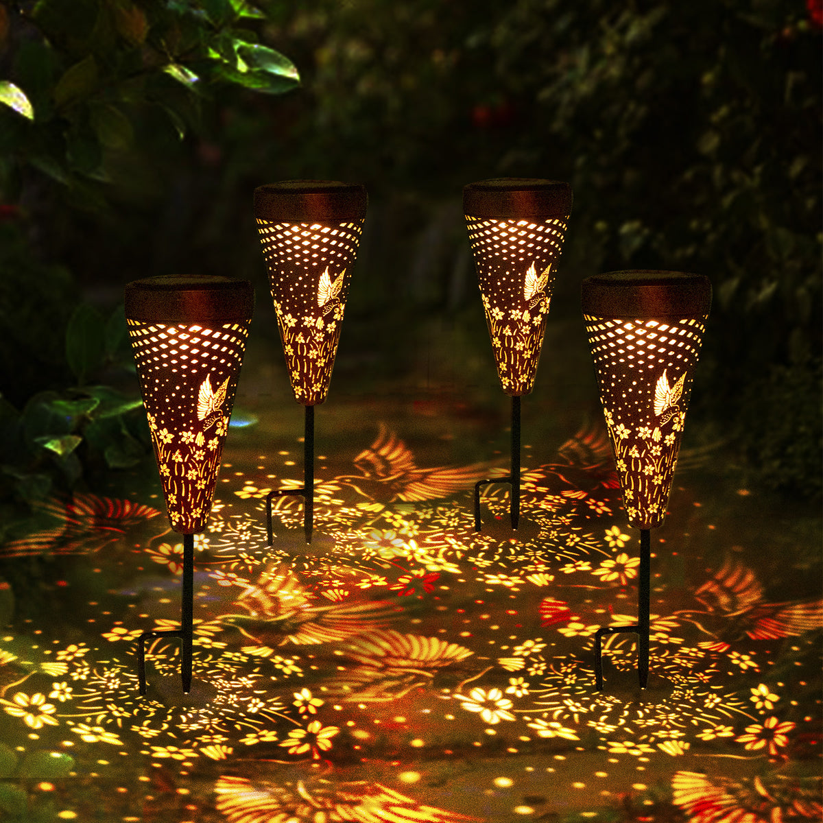 4-Pack Hummingbird Solar Pathway Lights for Garden & Yard Main image