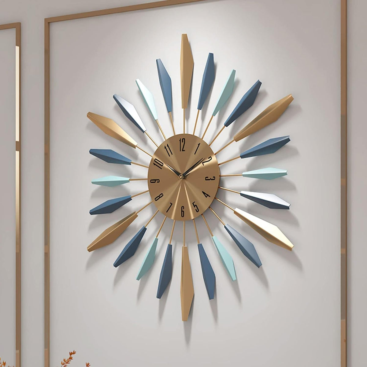 YISITEONE 28 Inch Large Wall Clock Metal Decorative, Mid Century Silent Non-Ticking Big Clocks, Modern Home Decorations for Living Room,Bedroom,Dining Room,Office Main image