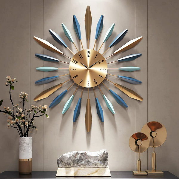 YISITEONE 28 Inch Large Wall Clock Metal Decorative, Mid Century Silent Non-Ticking Big Clocks, Modern Home Decorations for Living Room,Bedroom,Dining Room,Office