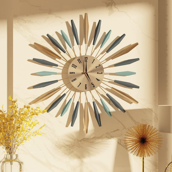 YISITEONE 28 Inch Large Wall Clock Metal Decorative, Mid Century Silent Non-Ticking Big Clocks, Modern Home Decorations for Living Room,Bedroom,Dining Room,Office