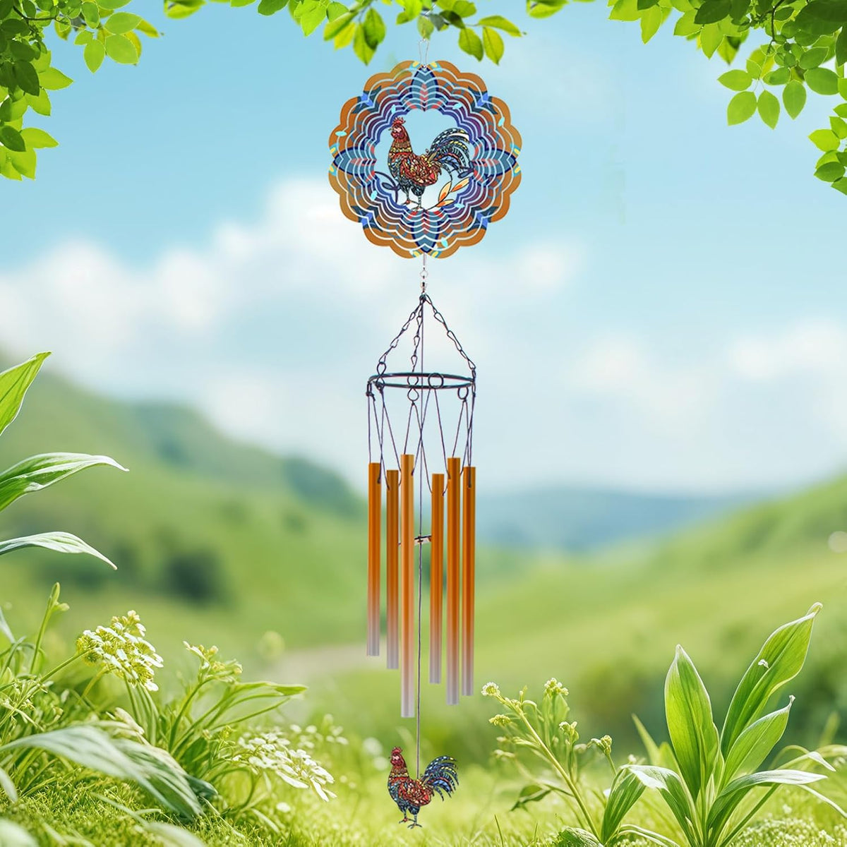 Wind Chimes with Rooster Wind Spinner, Chicken Gifts for Men, Women, Retirement, Teacher, Parents - Outdoor Hanging Decor Clearance for Garden, Patio, Backyard Or Porch Main image