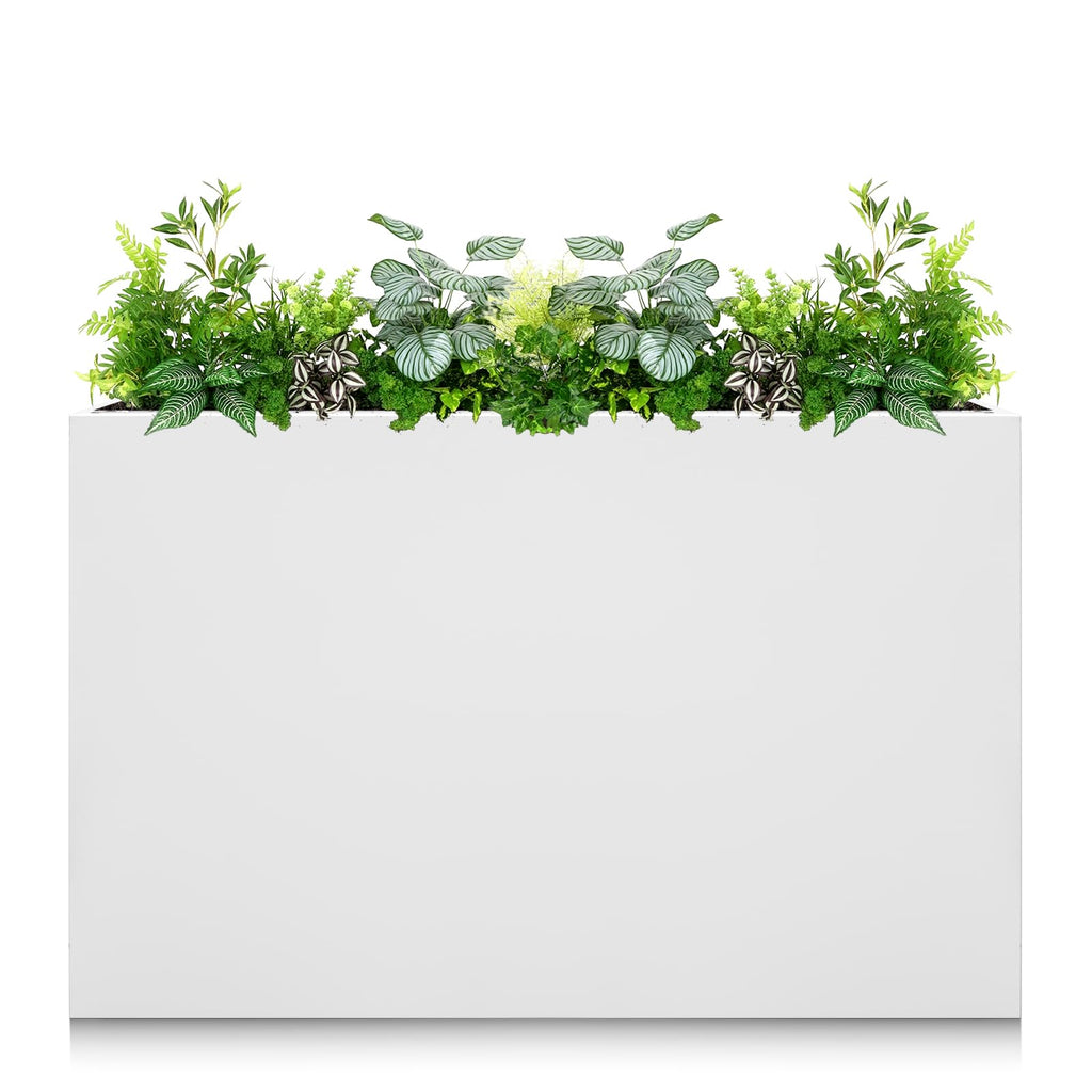 Galvanized Steel Planter Box - No Installation Required Metal Rectangular Block Long Box Planter Modern Outdoor Planters All-Weather Use with Drainage Holes for Patio/Porch, 36×24×12IN