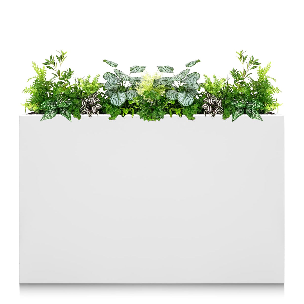 Galvanized Steel Planter Box - No Installation Required Metal Rectangular Block Long Box Planter Modern Outdoor Planters All-Weather Use with Drainage Holes for Patio/Porch, 36×24×12IN