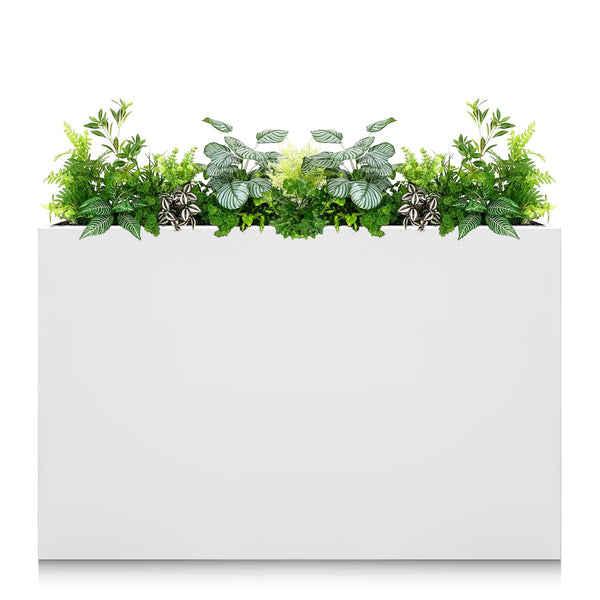 Galvanized Steel Planter Box - No Installation Required Metal Rectangular Block Long Box Planter Modern Outdoor Planters All-Weather Use with Drainage Holes for Patio/Porch, 36×24×12IN
