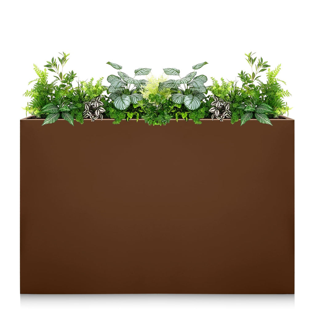Galvanized Steel Planter Box - No Installation Required Metal Rectangular Block Long Box Planter Modern Outdoor Planters All-Weather Use with Drainage Holes for Patio/Porch, 36×24×12IN