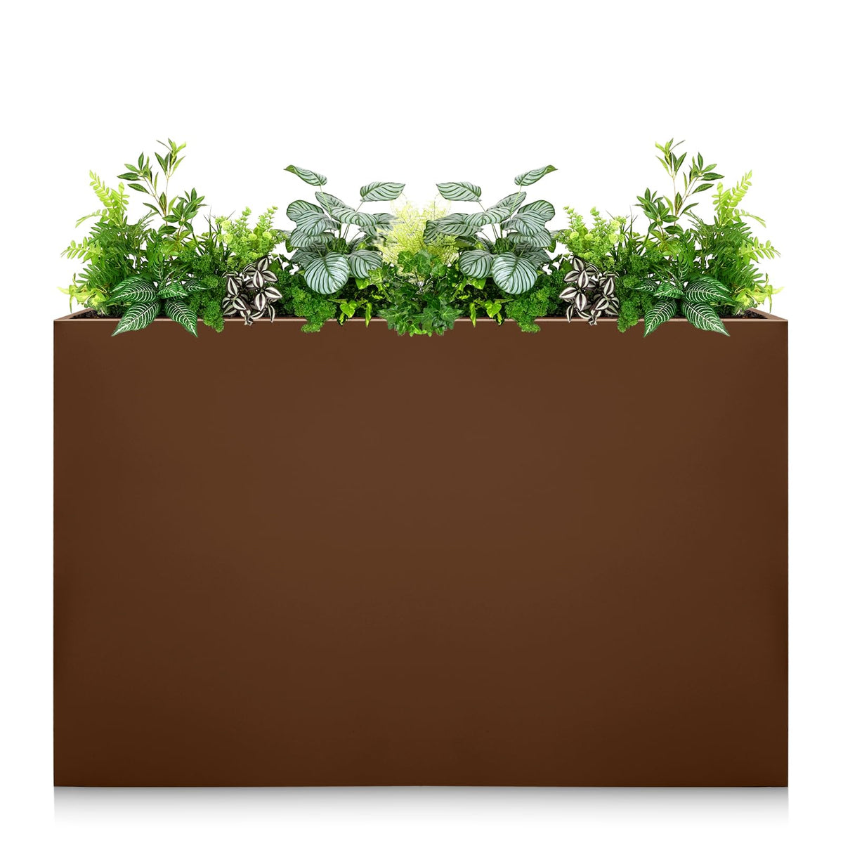 Galvanized Steel Planter Box - No Installation Required Metal Rectangular Block Long Box Planter Modern Outdoor Planters All-Weather Use with Drainage Holes for Patio/Porch, 36×24×12IN