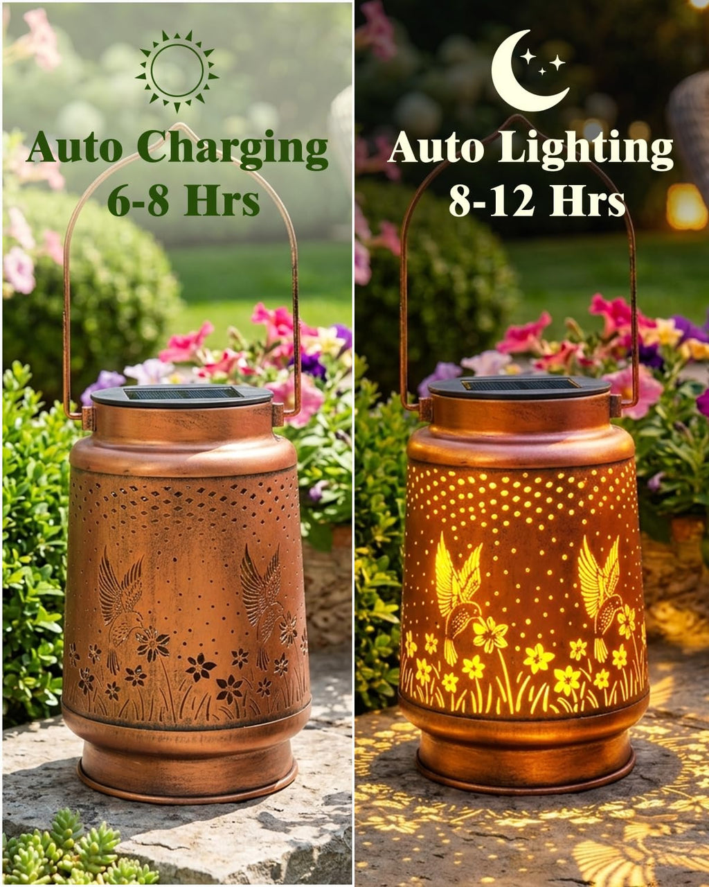 Hummingbird Solar Lantern for Garden, Patio & Outdoor Decor