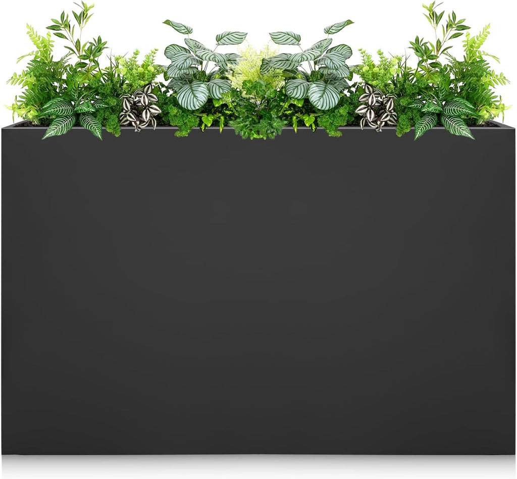 Galvanized Steel Planter Box - No Installation Required Metal Rectangular Block Long Box Planter Modern Outdoor Planters All-Weather Use with Drainage Holes for Patio/Porch, 36×24×12IN