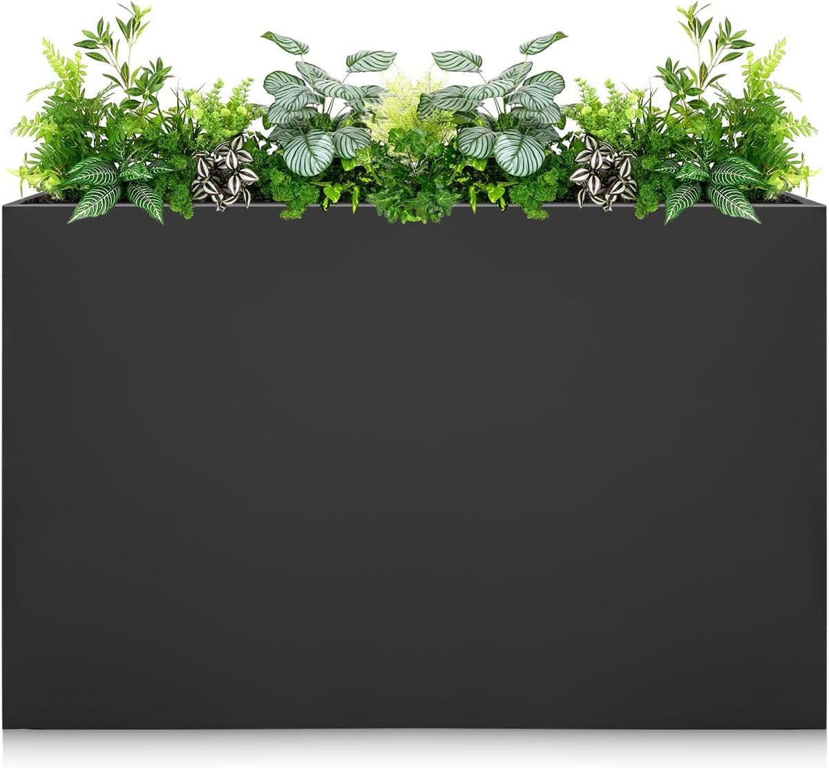 Galvanized Steel Planter Box - No Installation Required Metal Rectangular Block Long Box Planter Modern Outdoor Planters All-Weather Use with Drainage Holes for Patio/Porch, 36×24×12IN