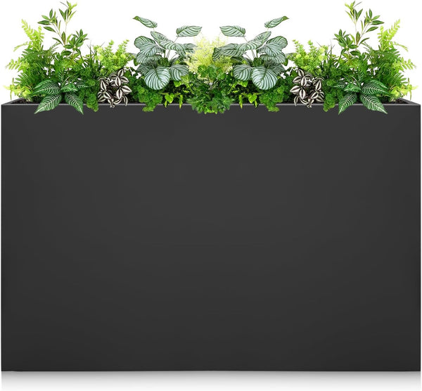 Galvanized Steel Planter Box - No Installation Required Metal Rectangular Block Long Box Planter Modern Outdoor Planters All-Weather Use with Drainage Holes for Patio/Porch, 36×24×12IN
