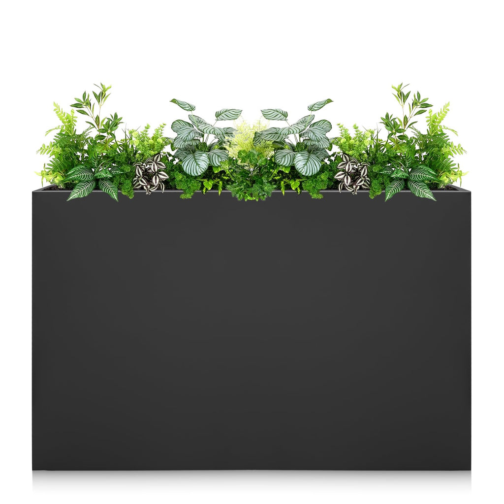 Galvanized Steel Planter Box - No Installation Required Metal Rectangular Block Long Box Planter Modern Outdoor Planters All-Weather Use with Drainage Holes for Patio/Porch, 36×24×12IN