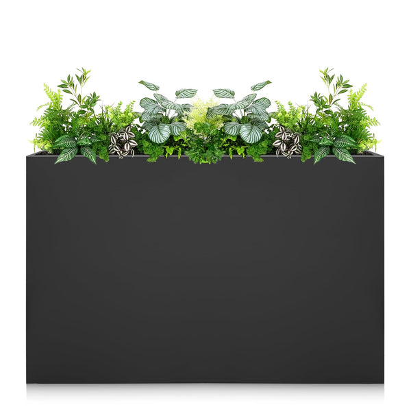 Galvanized Steel Planter Box - No Installation Required Metal Rectangular Block Long Box Planter Modern Outdoor Planters All-Weather Use with Drainage Holes for Patio/Porch, 36×24×12IN