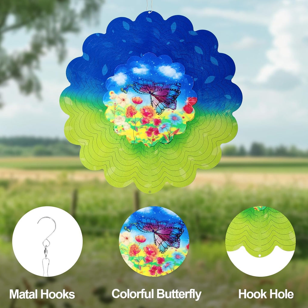 Butterfly Metal Wind Spinners - Butterfly Gifts for Women Mom Grandma Wife, Hanging Animations Wind Spinner for Outdoor & Indoor Decorations, 12 inch for Ornament Gifts