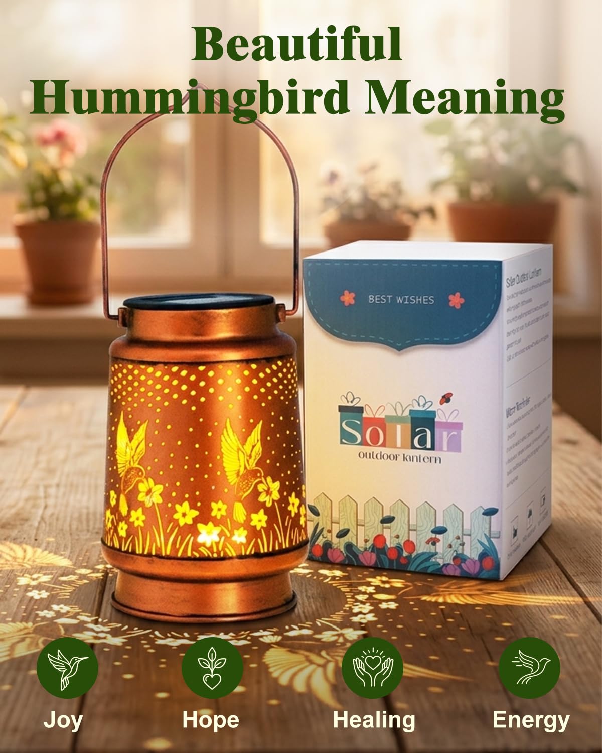 Hummingbird Solar Lantern for Garden, Patio & Outdoor Decor