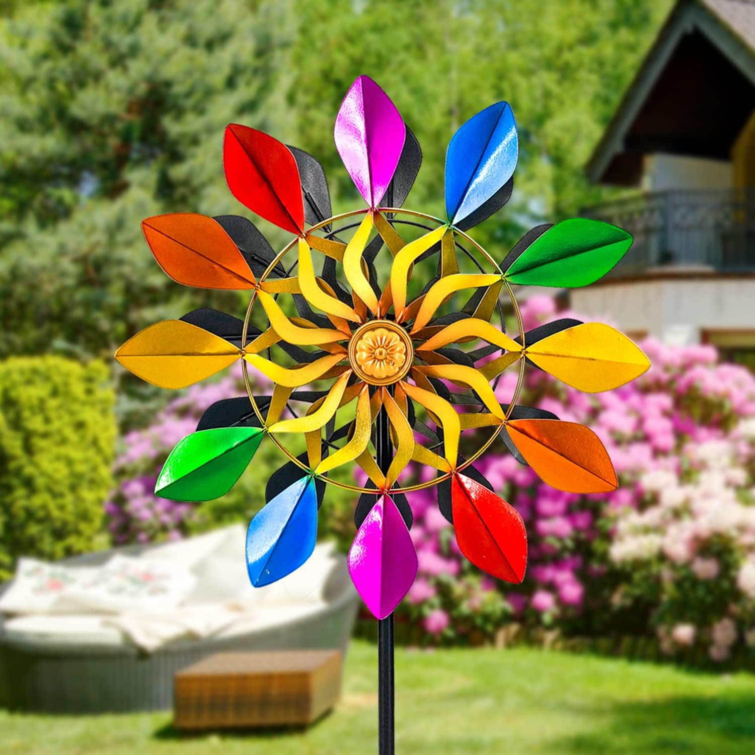 Rainbow Kinetic Wind Spinner for Garden & Patio Decor Secondary image