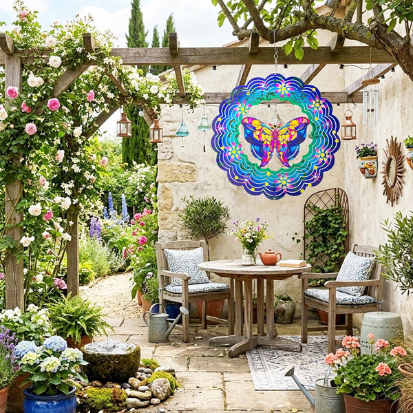 Butterfly Metal Wind Spinners - Butterfly Gifts for Women Mom Grandma Wife, Hanging Wind Spinner for Outdoor & Indoor Decorations, 12 inch for Ornament
