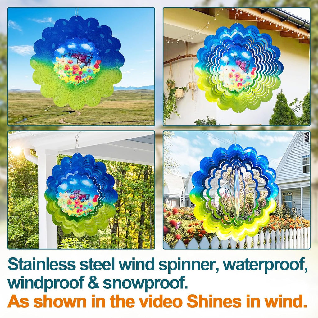 Butterfly Metal Wind Spinners - Butterfly Gifts for Women Mom Grandma Wife, Hanging Animations Wind Spinner for Outdoor & Indoor Decorations, 12 inch for Ornament Gifts