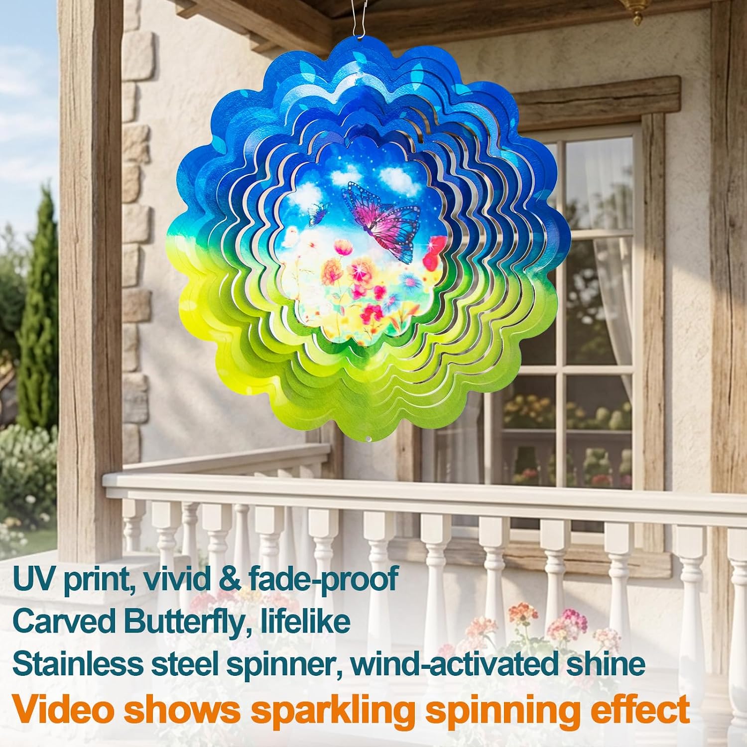 Butterfly Metal Wind Spinner for Garden & Patio Decor Secondary image