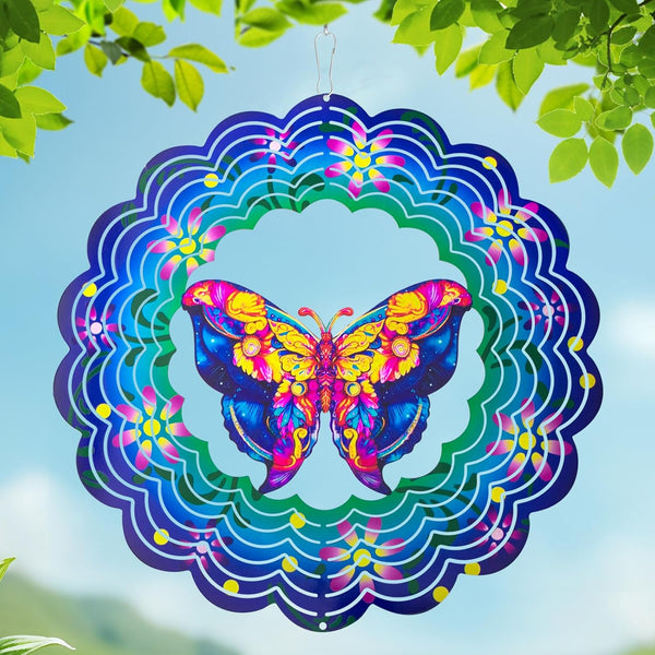 Butterfly Metal Wind Spinners - Butterfly Gifts for Women Mom Grandma Wife, Hanging Wind Spinner for Outdoor & Indoor Decorations, 12 inch for Ornament