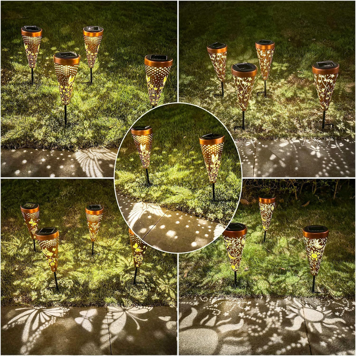 DIBIEECN 4 Pack Hummingbird Solar Pathway Lights Outdoor,Metal Garden Decorations Outdoor Lights with Patterns and Warm Light,Waterproof Landscape Lighting for Path Patio Backyard Walkway Yard